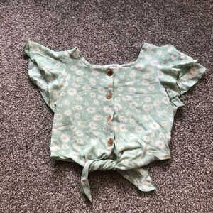 Speechless Kids Green Floral Top